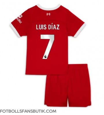 Liverpool Luis Diaz #7 Replika Hemmatröja Barn 2023-24 Kortärmad (+ Korta byxor)